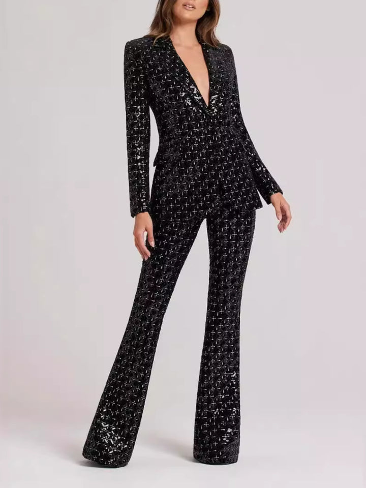 Temperament Sequined Suit Two-piece Set