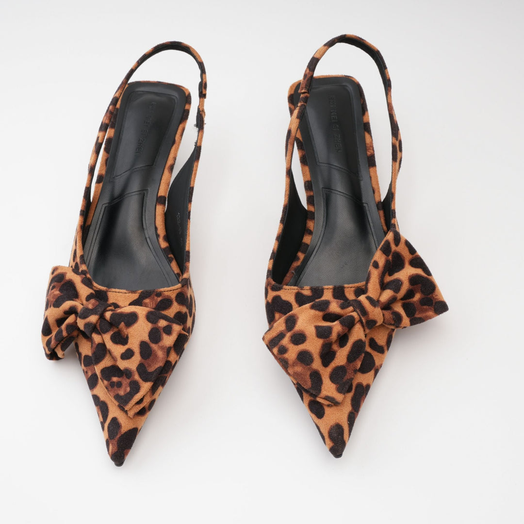 Leopard Bow Pointed Sandals