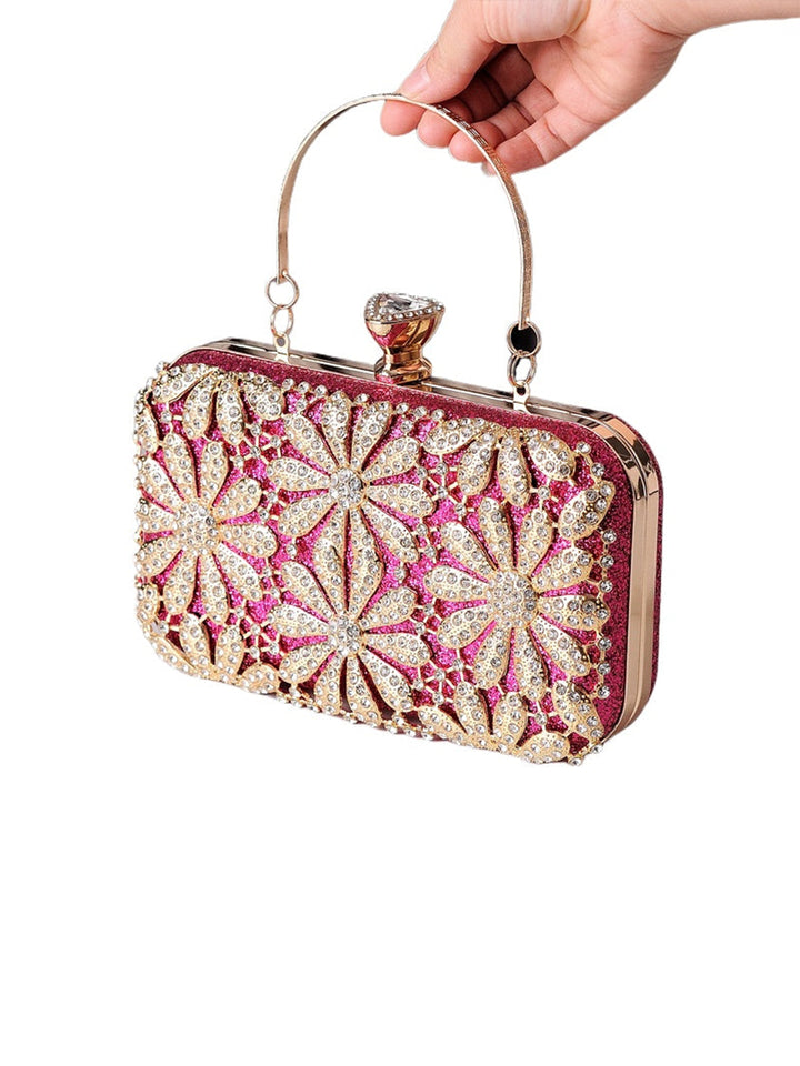 Flower Rhinestone Dress Bag Handheld