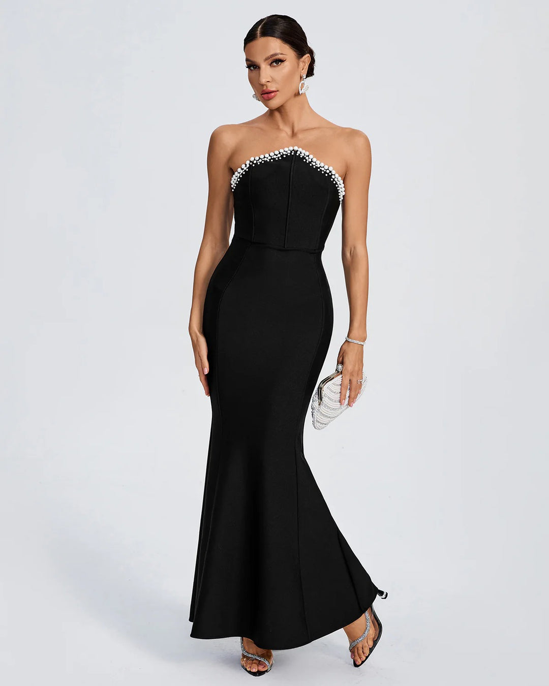 Elegant Tube Top Diamond Maxi Dress