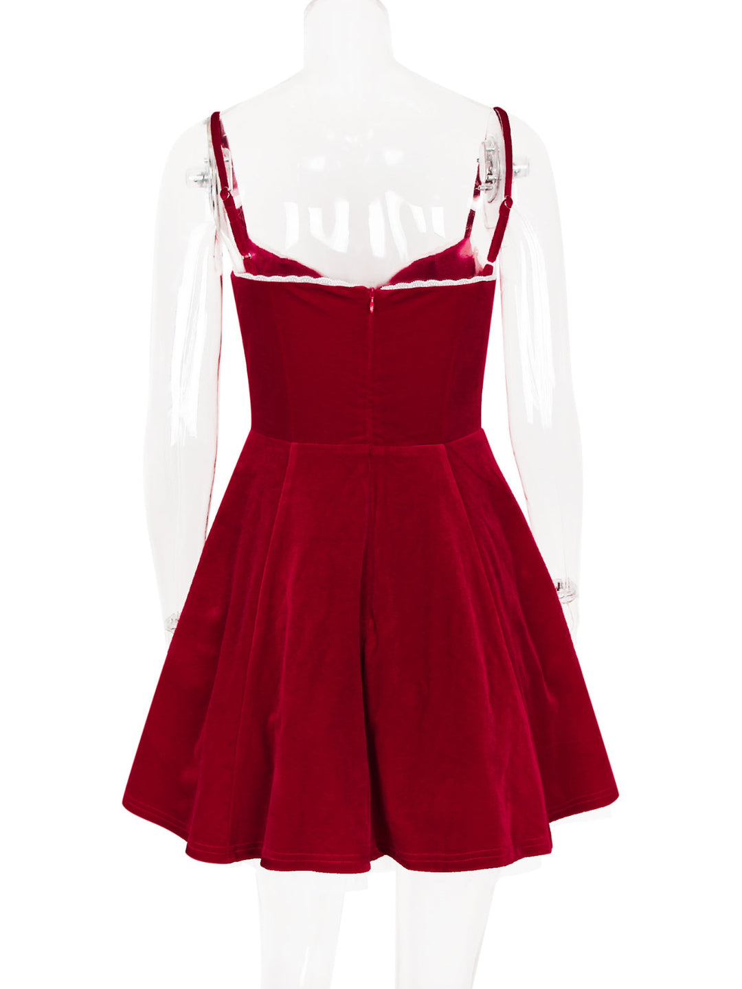 Red Velvet Suspender Mesh Mini Dress