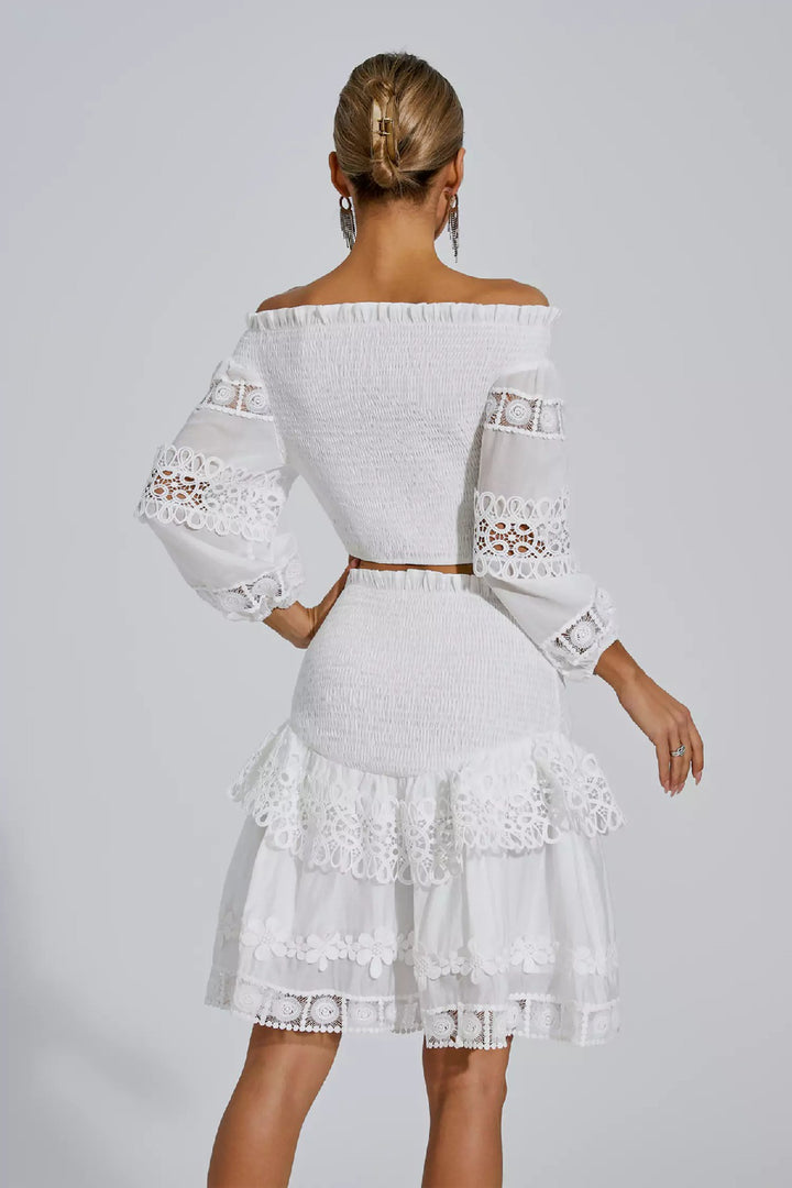 Fashion Embroidery Lace Ruffle Edge Two-piece Set