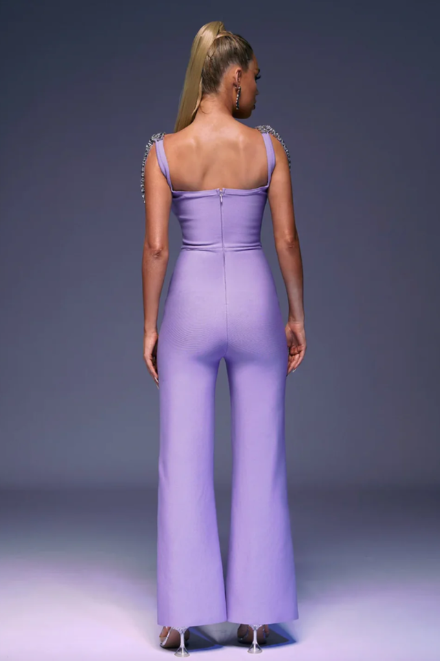 Rhinestone Purple Jumpsuit