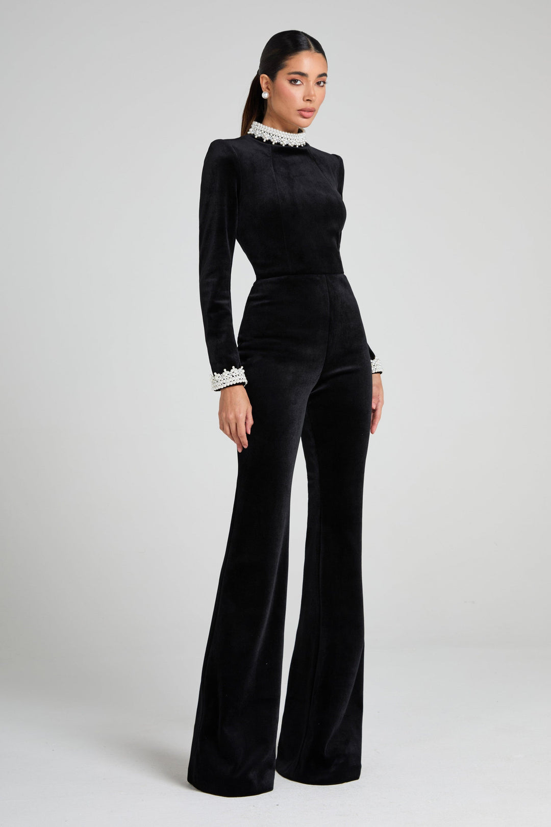 Pearl Black Velvet Jumpsuit