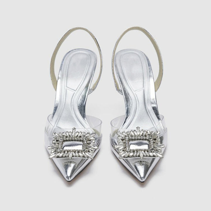 Rhinestone Buckle Pointed Stiletto Sandals