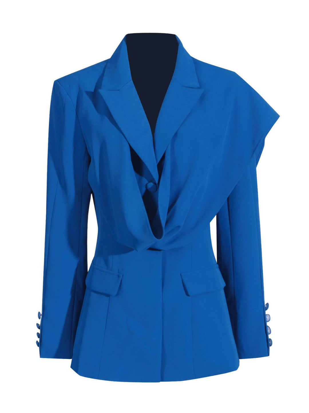 Solid Color Ribbon Spliced Blazer